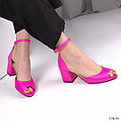 Шкіряні босоніжки на підборі яскраво-малиновоо кольору  40 та 41 р-ри, фото 8