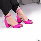 Шкіряні босоніжки на підборі яскраво-малиновоо кольору  40 та 41 р-ри, фото 10