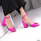 Шкіряні босоніжки на підборі яскраво-малиновоо кольору  40 та 41 р-ри, фото 6