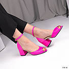 Шкіряні босоніжки на підборі яскраво-малиновоо кольору  40 та 41 р-ри, фото 5