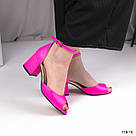 Шкіряні босоніжки на підборі яскраво-малиновоо кольору  40 та 41 р-ри, фото 9