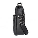 Чоловіча сумка через плече Натуральна шкіра Барсетка Чоловіча шкіряна сумка для документів планшет Чорна, фото 4