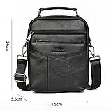 Чоловіча сумка через плече Натуральна шкіра Барсетка Чоловіча шкіряна сумка для документів планшет Чорна, фото 3