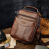 Чоловіча сумка через плече Натуральна шкіра Барсетка Чоловіча шкіряна сумка для документів планшет Чорна, фото 9