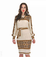 В'язана жіноча сукня "Влада коричнева з кокеткою" 0580