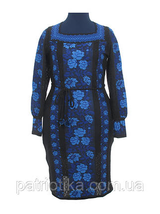 В'язана жіноча сукня "Троянди сині" 0512, фото 2