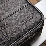 Чоловіча сумка через плече Натуральна шкіра Барсетка Чоловіча шкіряна сумка для документів планшет Коричнева, фото 10