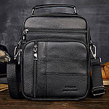 Чоловіча сумка через плече Натуральна шкіра Барсетка Чоловіча шкіряна сумка для документів планшет Коричнева, фото 2