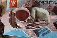 Детская посуда из пшеничной шелухи Самолет 6пр/наб 37*24см R 87745 (розовый)