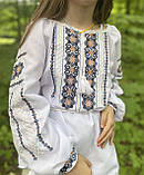 Вишиванка для дівчинки на домотканому полотні "Катруся" 4-12 років (104-146 зр), фото 4