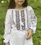 Вишиванка для дівчинки на домотканому полотні "Катруся" 4-12 років (104-146 зр), фото 3