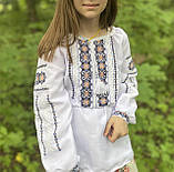 Вишиванка для дівчинки на домотканому полотні "Катруся" 4-12 років (104-146 зр), фото 9