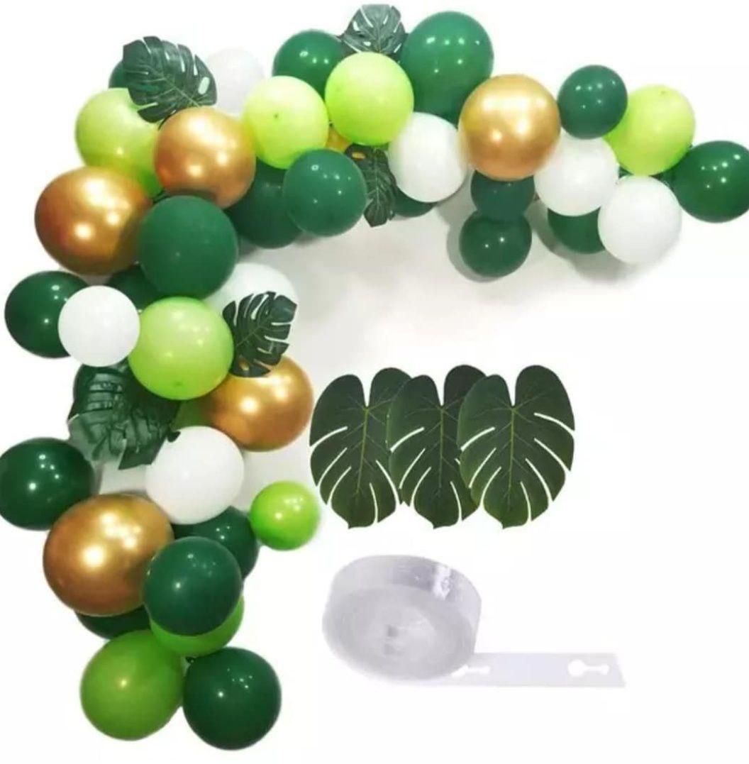 Арка гірлянда з повітряних кульок Діно з золотим хромом