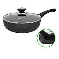 Сковорода з мармуровим покриттям глибока D 24 Сіра FPM-246-D