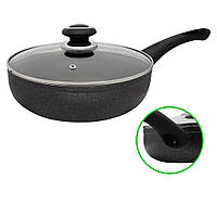 Сковорода з мармуровим покриттям глибока D 26 Сіра FPM-266 — D