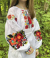 Вишиванка для дівчинки на домотканому полотні "Марійка" 4-6 років (104-116 зр)