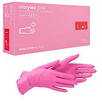 Перчатки нитриловые розовые (3,5 г) Nitrylex Gloves pink L, 100 шт