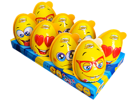 Яйце пластикове з цукерками та сюрпризом для дівчинки та хлопчика Smiley face 35г