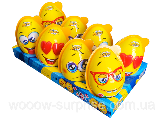 Яйце пластикове з цукерками та сюрпризом для дівчинки та хлопчика Smiley face 35г