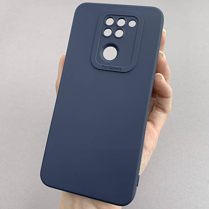 Чохол для Xiaomi Redmi Note 9 силіконовий кейс із захистом камери на сяомі редмі нот 9 темно-синій l8o, фото 1