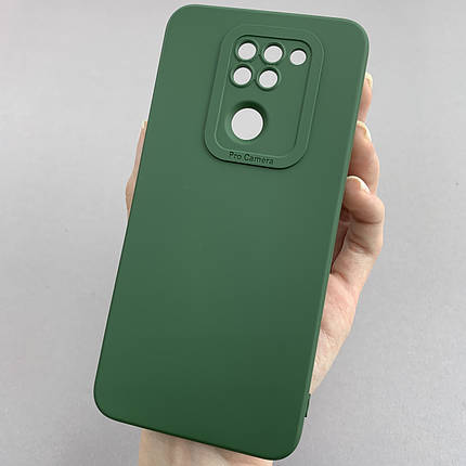 Чохол для Xiaomi Redmi Note 9 силіконовий кейс із захистом камери на сяомі редмі нот 9 темно-зелений l8o, фото 1