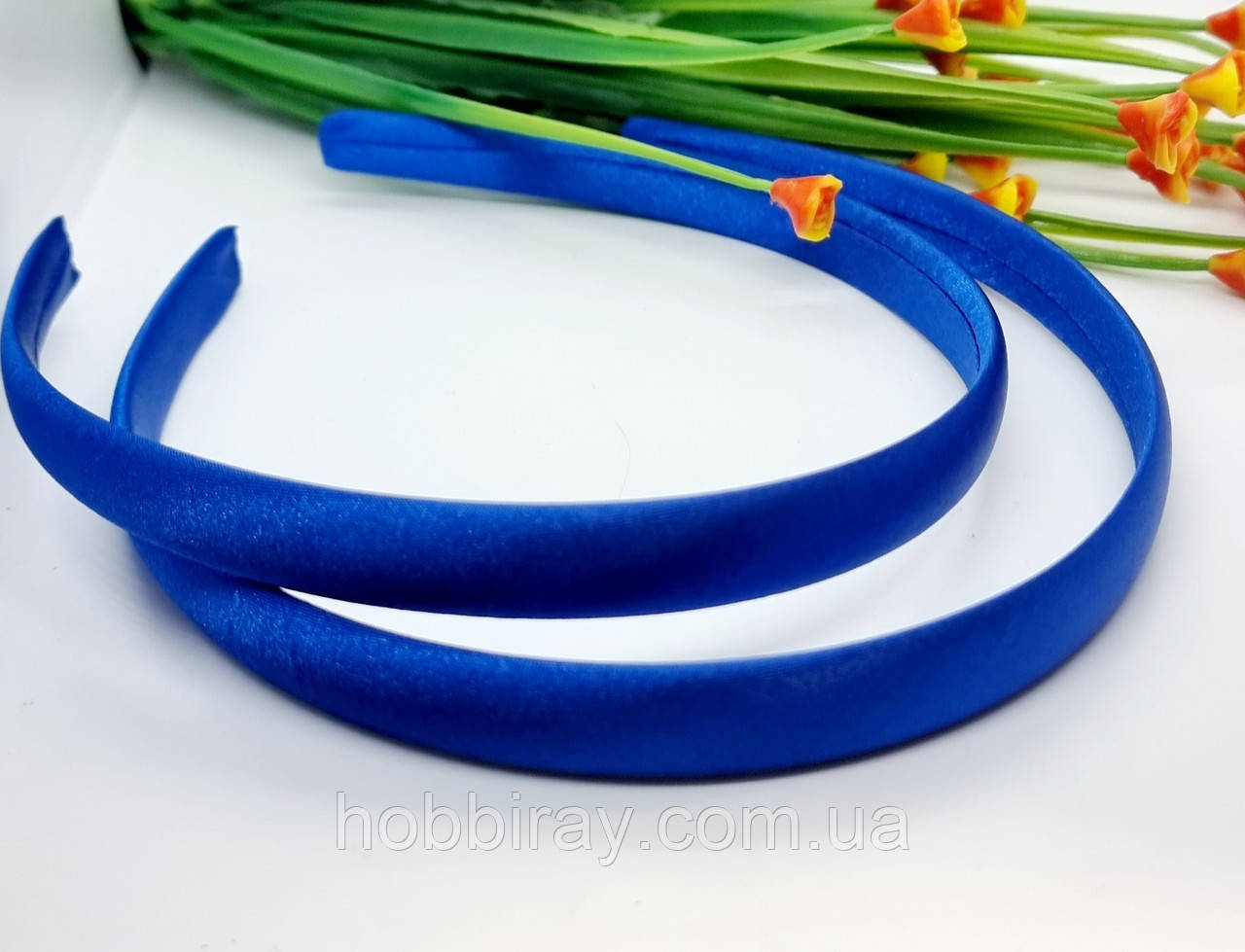 Обруч (Заготівка) пластик, обшитий атласом. Ширина 15 мм. Цвет синій., фото 1