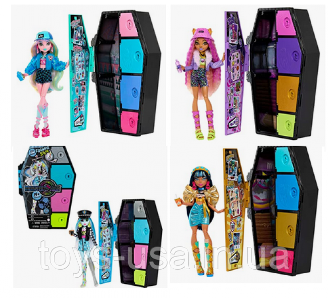 Лялька Monster High Clawdeen Wolf Frankie Stein Lagoona Cleo De Nile Dress-Up Locker Skulltimate Secrets