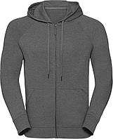 Худі чоловіче унісекс, полегшений з капюшоном, двунитка Russel HD Hooded Zip Темно-Сірий Меланж L