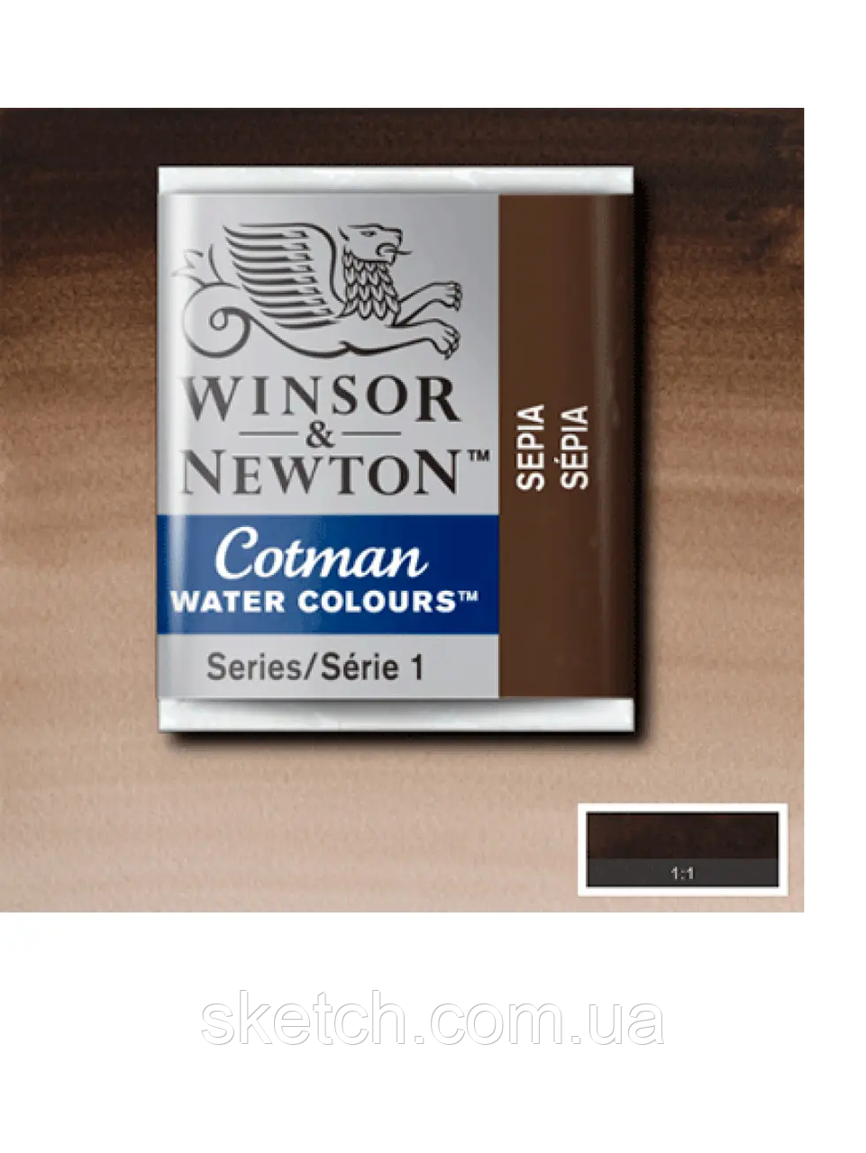 Акварельная краска Winsor & Newton Cotman Half Pan, №609 Сепія, фото 1