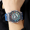 Синій наручний годинник водонепроникний і протиударний Skmei 2100 чоловічий годинник з підсвічуванням будильником, фото 3