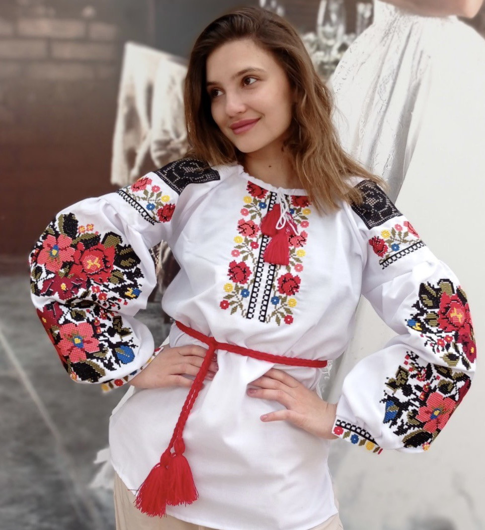 Вишиванка жіноча на домотканому полотні "Марія"  40-58 р-ри, фото 1