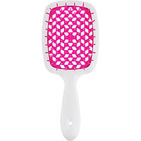 Щітка для волосся Janeke Small Superbrush With Soft Moulded Tips, біла з фуксією (56SP234FUX)