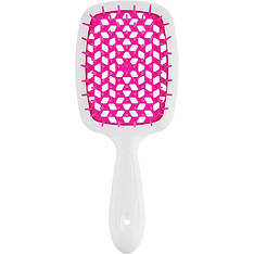 Щітка для волосся Janeke Small Superbrush With Soft Moulded Tips, біла з фуксією (56SP234FUX)