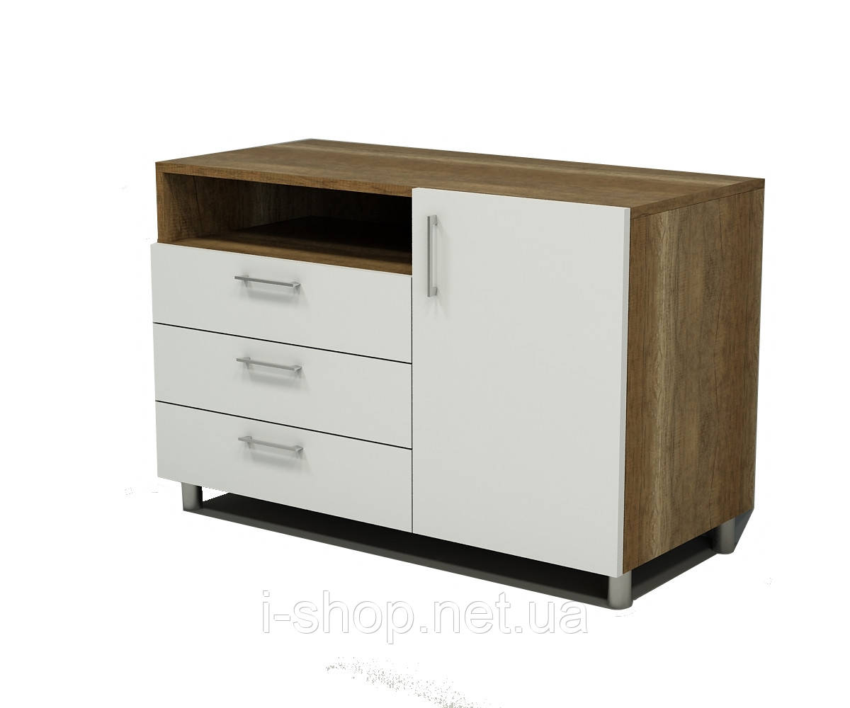 Комод з фасадами МДФ КМ-6 (500x1000x850) Білий/Дуб Сонома Гамма стиль