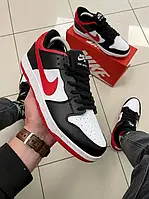 Мужские кроссовки Nike SB Dunk Low Black Red Обувь Найк Данк Лоу черные с красным низкие кожаные весна осень 41