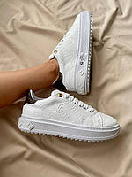 Женские кроссовкиLouis Vuitton LV Time Out Sneakers White луи виттон кожа белые кеды