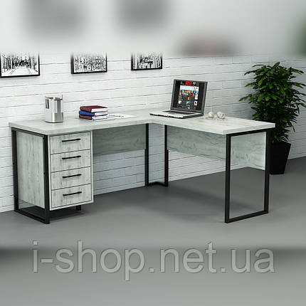 Офісний стіл лофт СУЛА-2 (1400x1400x765) Дуб Крафт білий Гамма стиль, фото 1