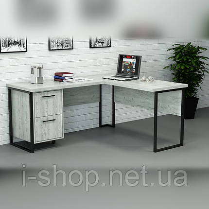 Офісний стіл лофт СУЛА-5 (1400x1200x765) Дуб Крафт білий Гамма стиль, фото 1
