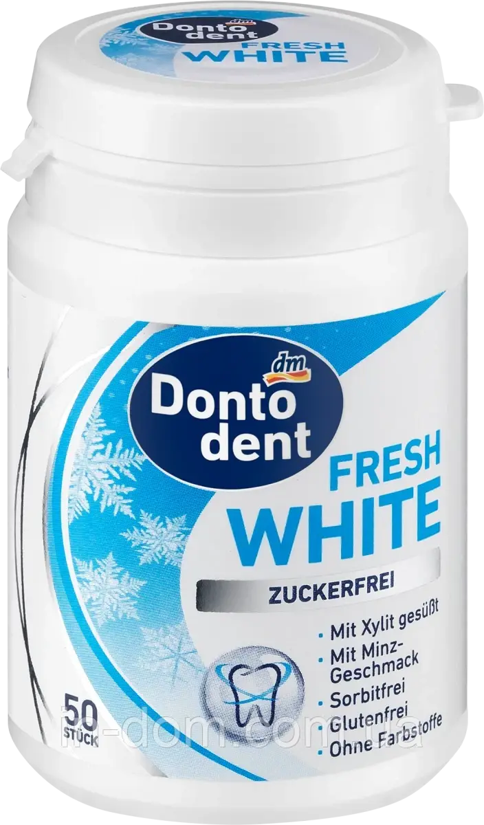 Dontodent Zahnpflege-Kaugummi Fresh White жевательные резинки без сахара Свежая белизна 50 шт - фото 1 - id-p855316474