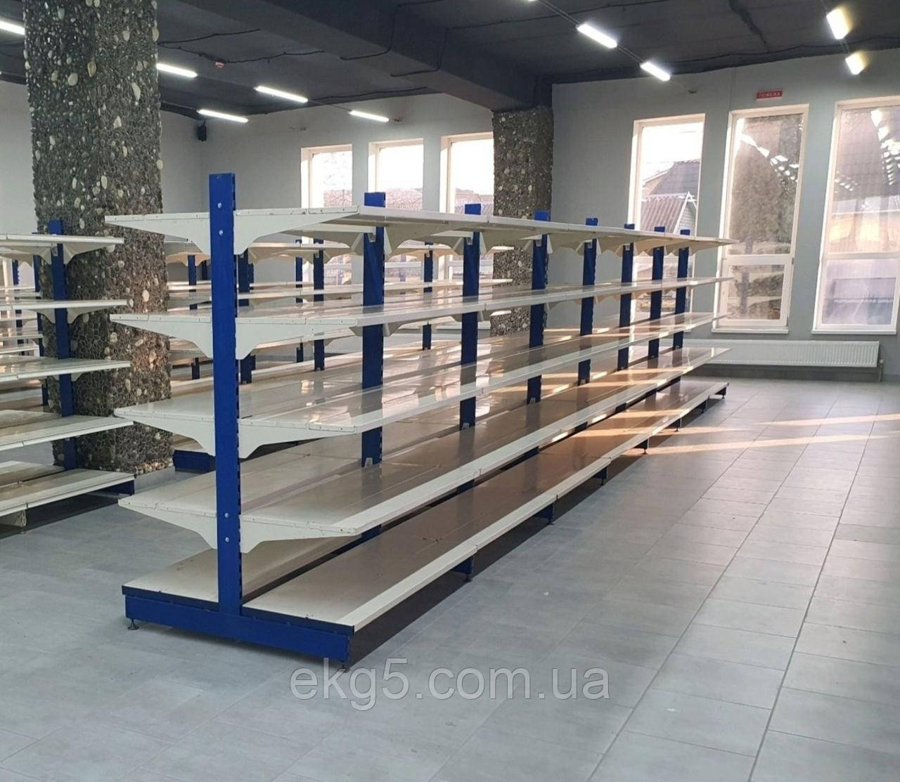 Торговельне обладнання, стелажі двосторонні "Модерн"
