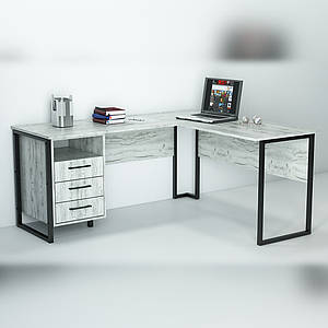 Офісний стіл лофт  СУЛА-3-1 (1400x1200x750) Дуб Крафт білий Гамма стиль