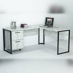 Офісний стіл лофт СУЛА-5-1 (1400x1200x750) Дуб Крафт білий Гамма стиль