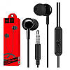 HOCO дротові навушники-гарнітура з мікрофоном, стерео, спортивні, чорні, фото 3