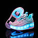 Роликові кросівки Led Fusion, що світяться, на 2 колесах, USB зарядка, у стилі heelys, біло-сині (RKL-15), фото 3