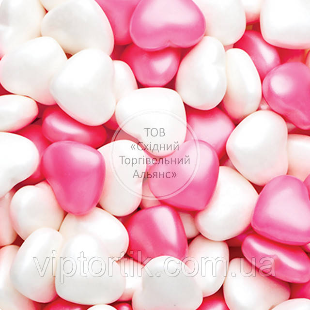 Посипки кондитерські Dr. Gusto - 30 г - Серця великі біло-рожеві, фото 1