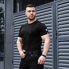 Чоловіча тактична футболка чорна з липучками під шеврони армійська на літо, фото 4