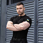 Чоловіча тактична футболка чорна з липучками під шеврони армійська на літо, фото 6