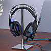 Ігрові навушники Hoco Gaming Cool Tour W102 (з мікрофоном, LED підсвічування, дротові, Black-blue), фото 2