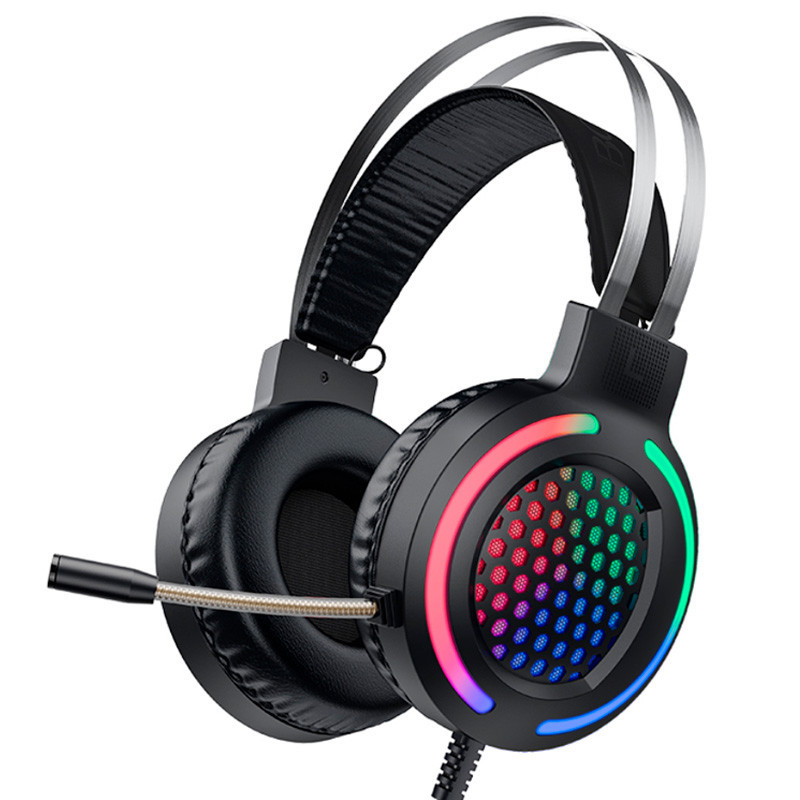 HOCO ESD03 ігрові навушники (Gaming LED RGB Headphones, з мікрофоном та підсвічуванням, геймерські, Black, чорні)