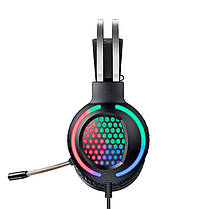 HOCO ESD03 ігрові навушники (Gaming LED RGB Headphones, з мікрофоном та підсвічуванням, геймерські, Black, чорні), фото 2